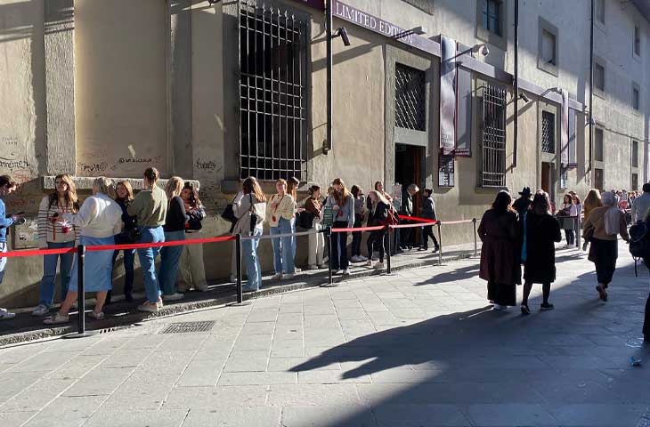 Accademia Gallery in Florence - People are waiting to enter the museum.